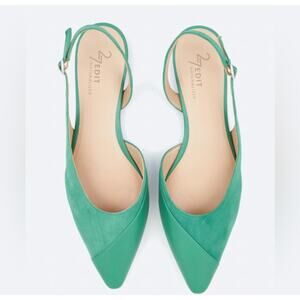 27 Edit Makenna Slingback Flat 5.5 Naturalizer Green Leather Suede Career Work